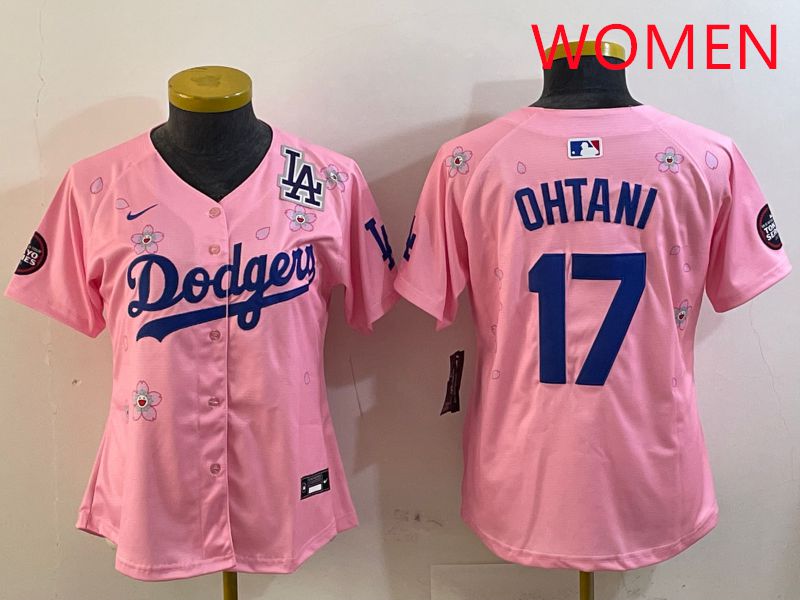 Women Los Angeles Dodgers 17 Ohtani Pink Sakura Edition 2025 Nike MLB Jersey style 20